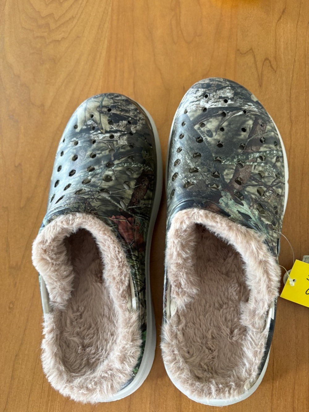 Faux-Fur Lined Camouflage Slip-On Mules